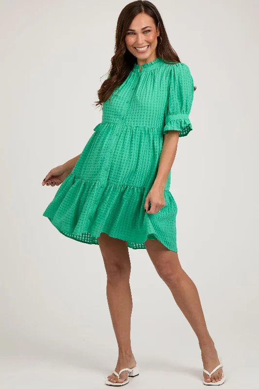 Maternity dress for a Christmas party Green Buttoned Down Short Sleeve Maternity Dress Maternity dress for a Christmas party Green Buttoned Down Short Sleeve Maternity Dress