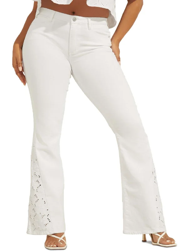 Light - wash women jeans for a fresh and summery appearance1981 Womens Floral High Rise Flare Jeans