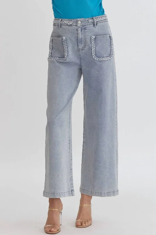 Skinny women jeans with a form - fitting designAll Twisted Up Wide Leg Jeans In Light Blue