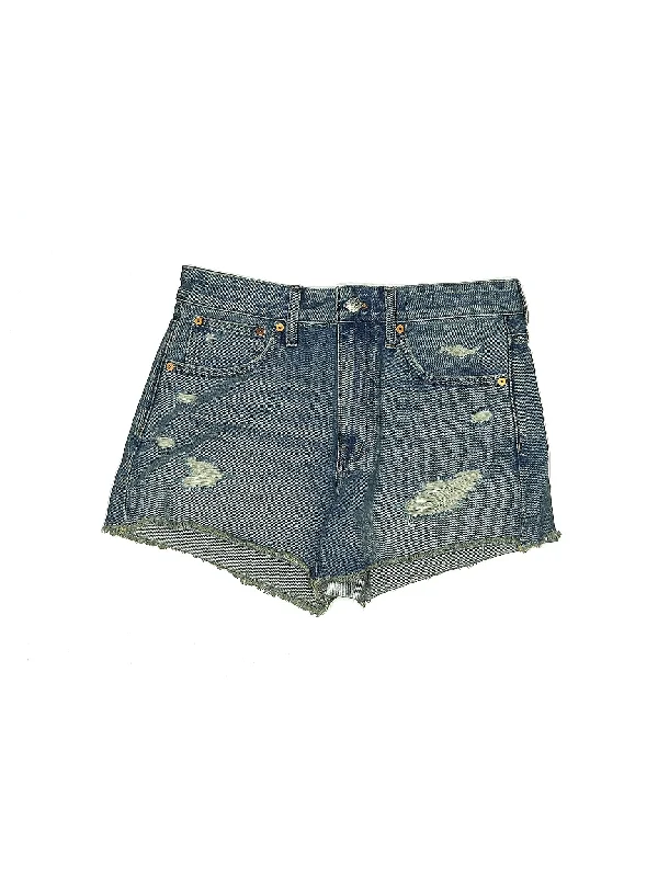 Women's Printed Animal Print Shorts in Brown and Black for a Bold and Fashion - Forward AppearanceHigh-Rise Denim Shorts in Light Wash