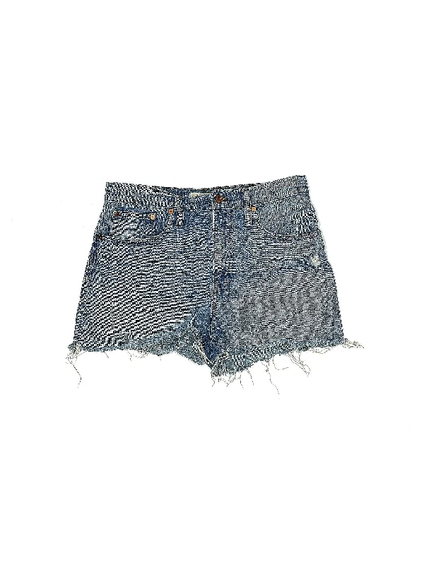 Plus Size Women's Denim Cut - off Shorts with Frayed Edges for a Casual and Laid - Back VibeHigh-Rise Denim Shorts in Light Wash