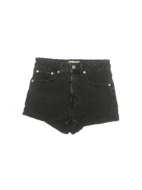 Plus Size Women's Denim Cut - off Shorts with Frayed Edges for a Casual and Laid - Back VibeHigh-Rise Denim Shorts in Medium Wash