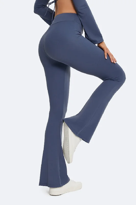 women tights with a blend of spandex for stretchHigh-Waisted Flared Leggings