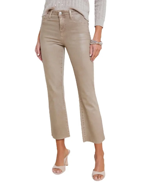 Straight - leg women jeans with a classic and timeless appealKendra High Rise Crop Flare Jeans In Rye Coated