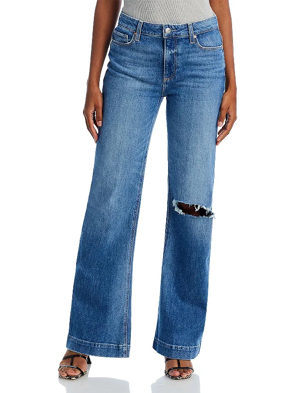 Mom jeans for a nostalgic and casual lookLeenah Womens Denim Distressed Wide Leg Jeans