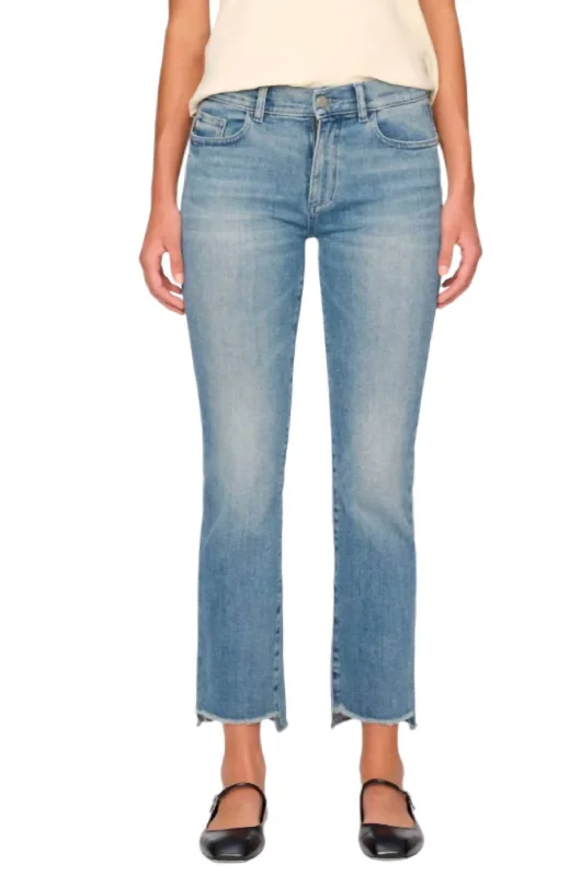 Distressed women jeans for a trendy and edgy lookMara Straight Ankle Jeans In Blue Current