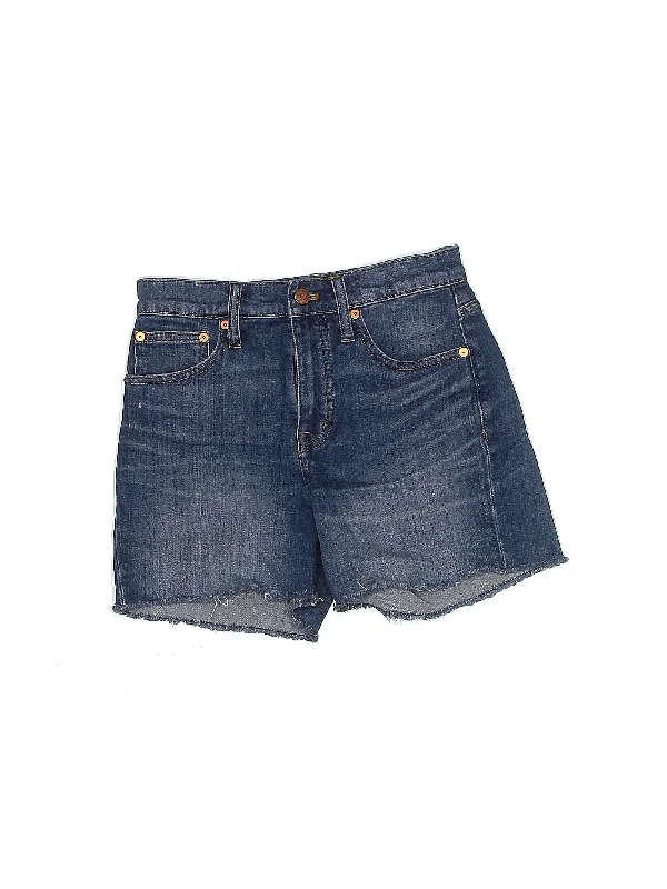 Women's Printed Geometric Patterned Shorts in Bright Colors for a Statement LookMid-Rise Denim Shorts in Light Wash