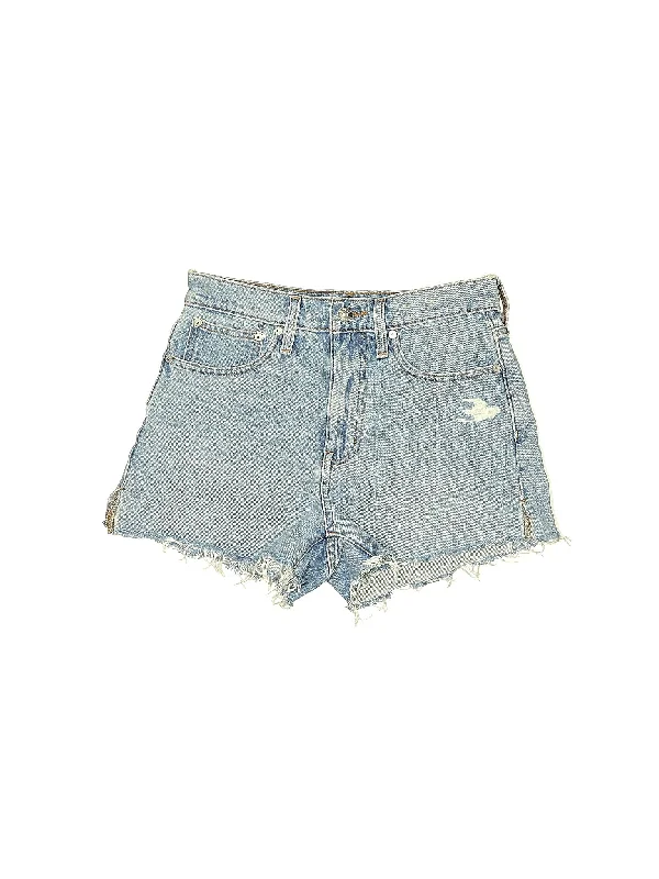 Women's Printed Geometric Patterned Shorts in Bright Colors for a Statement LookMid-Rise Denim Shorts in Light Wash