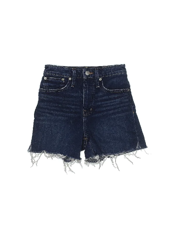 Plus Size Women's Denim Shorts with a Button - Fly in Dark Indigo for a Durable and Timeless StyleMid-Rise Denim Shorts in Medium Wash