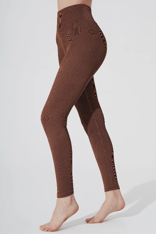 women tights with a textured surface for a unique feelQuerida High Waist R Legging - Maroon Choco