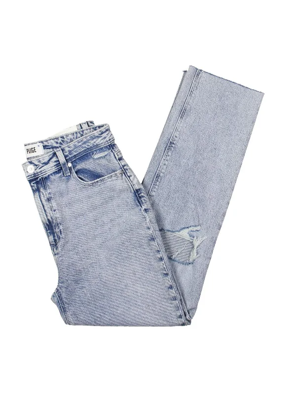 High - rise flare women jeans for a 70s - inspired lookStella Womens High Rise Destroyed Straight Leg Jeans