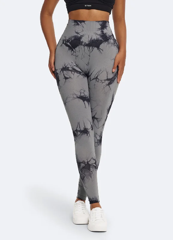 women tights with a geometric print for a modern touchTie Dye Leggings with Push-Up