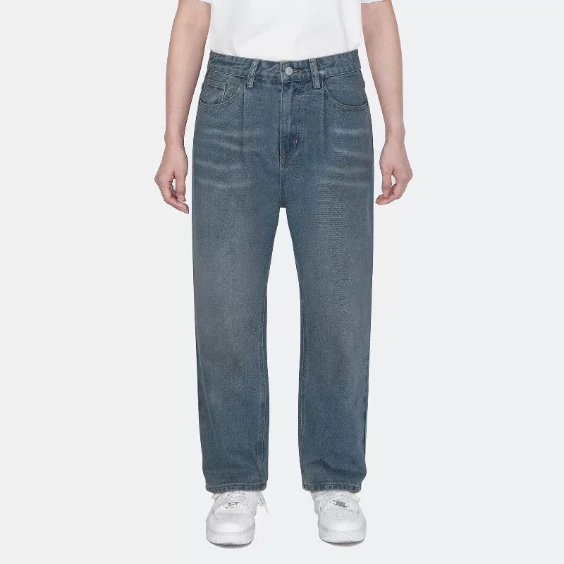 High - rise flare women jeans for a 70s - inspired lookVintage Washed Pleated Jeans