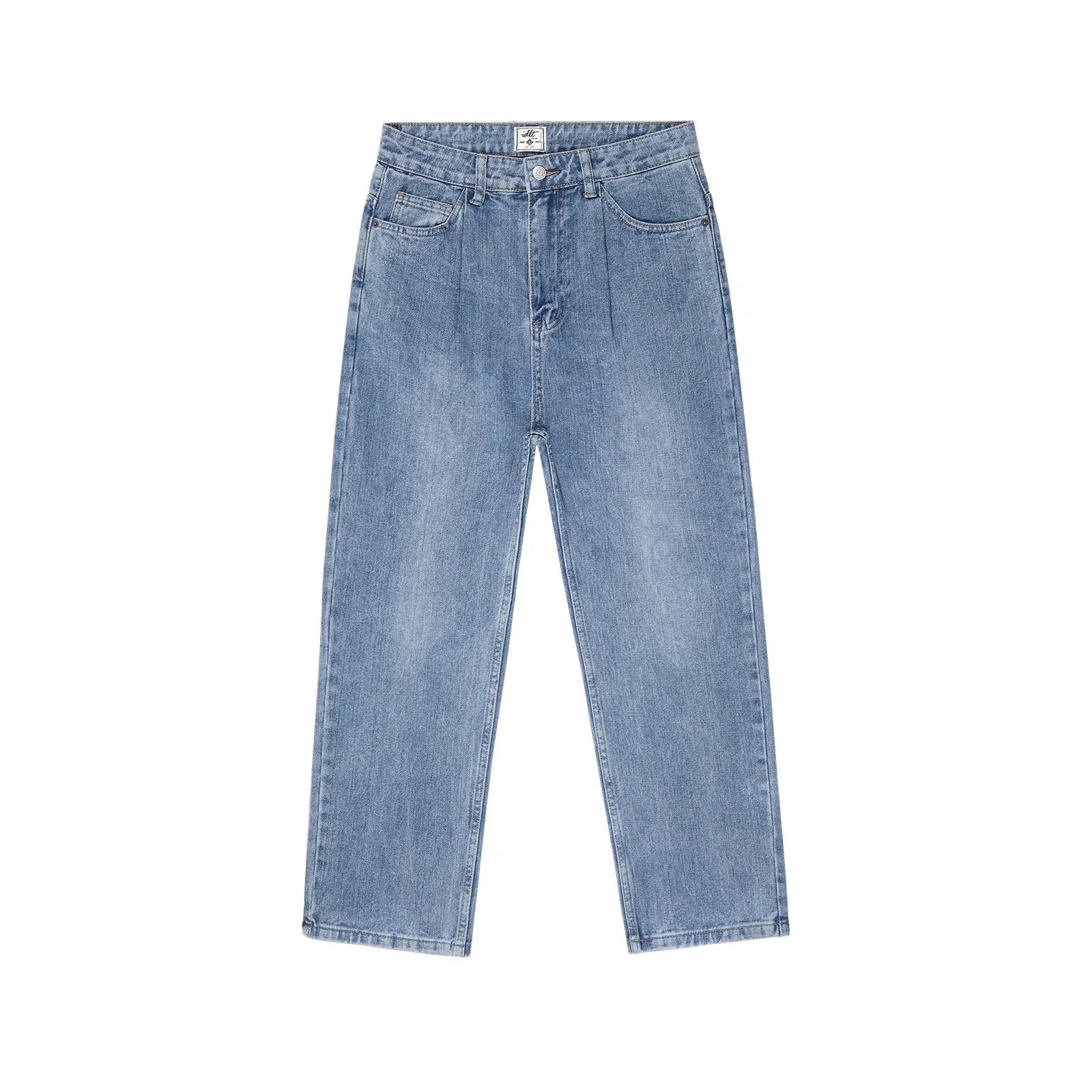 High - waisted women jeans for a flattering silhouetteWashed Blue Mid-high Waist Jeans