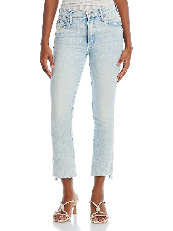 High - rise flare women jeans for a 70s - inspired lookWomens Frayed Hem Denim Cropped Jeans