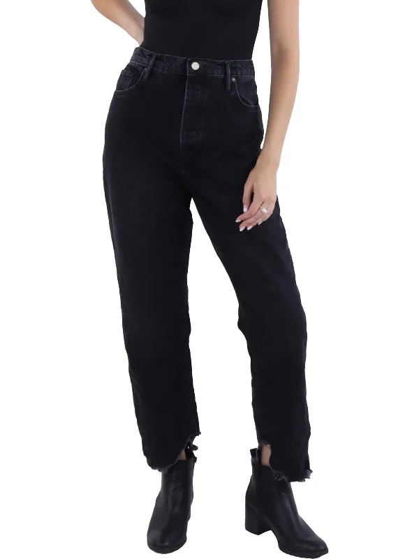 Distressed women jeans for a trendy and edgy lookWomens High Rise Tapered Boyfriend Jeans