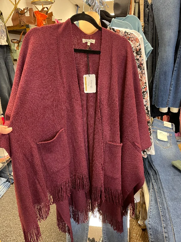 button down women cardigan with vintage buttonsBurgundy Fringe Shawl