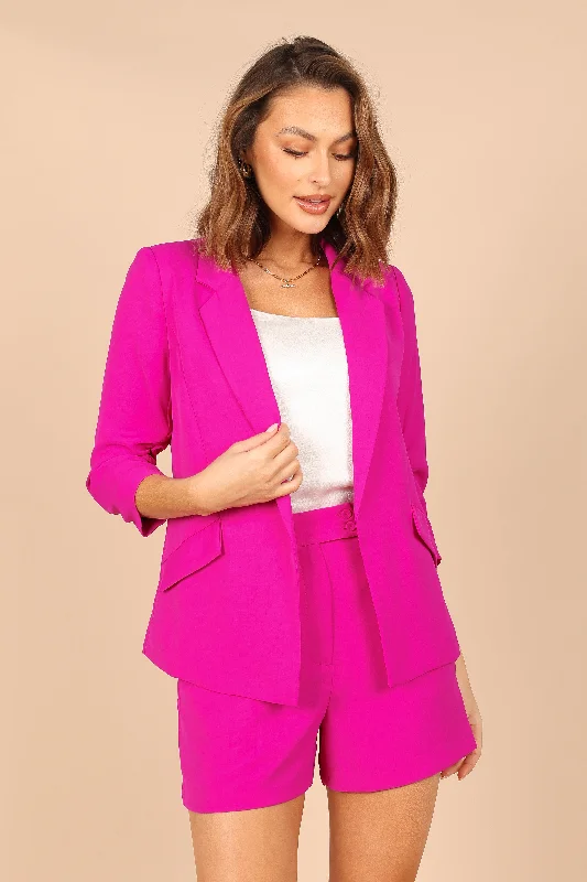 Single - Breasted Women's Tweed Blazers with Gold Buttons for a Classic LookAudrey Blazer - Magenta