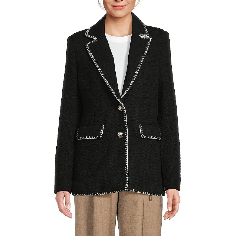 Women's Notched Lapel Blazers in Beige for a Timeless OutfitAvec Les Filles Womens Tweed  Two-Button Blazer