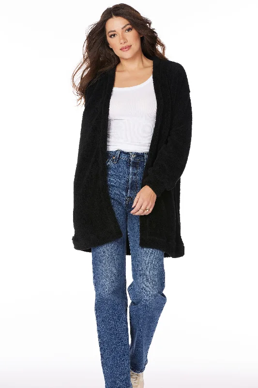 cropped women cardigan to pair with high - waisted jeansBobi Long Fuzzy Cardigan