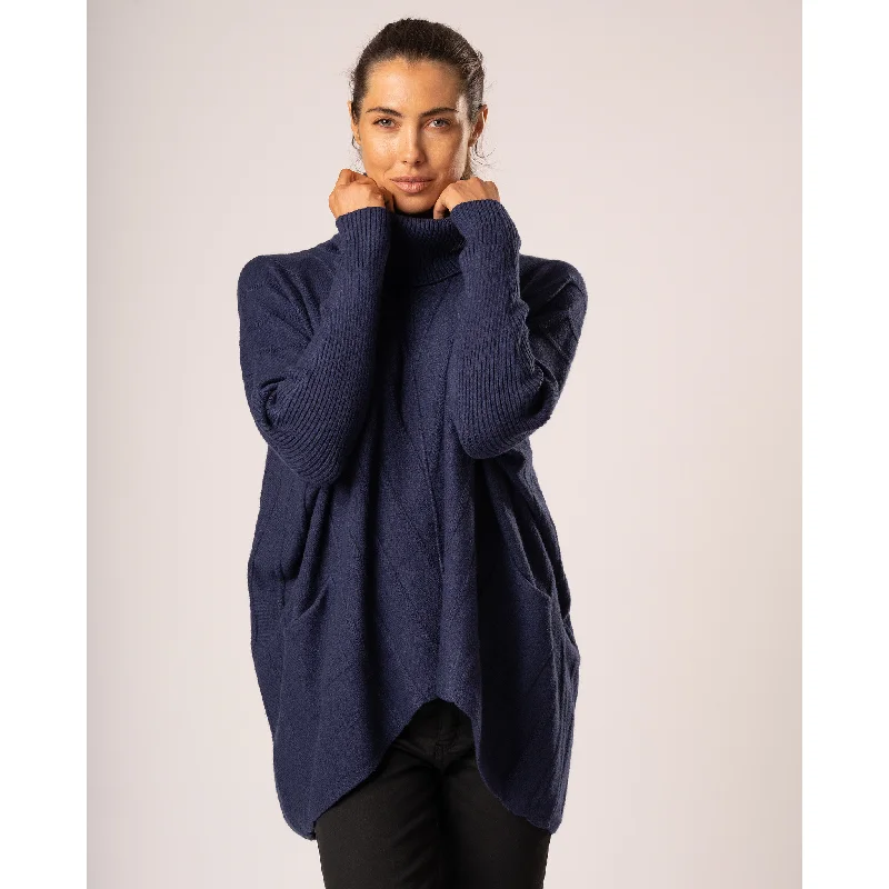 oversized women cardigan for a trendy and cozy lookCable Knit Navy Jumper