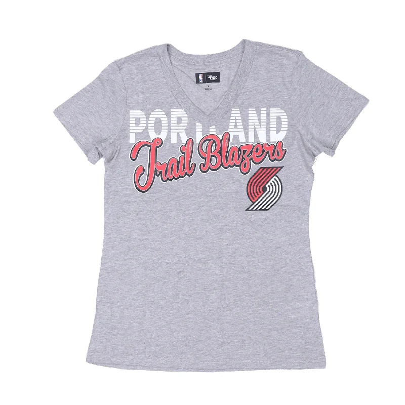 Plus Size Women's Embroidered Blazers in Floral Patterns for a Feminine TouchPortland Trail Blazers Women's Training Gray V-Neck Tee