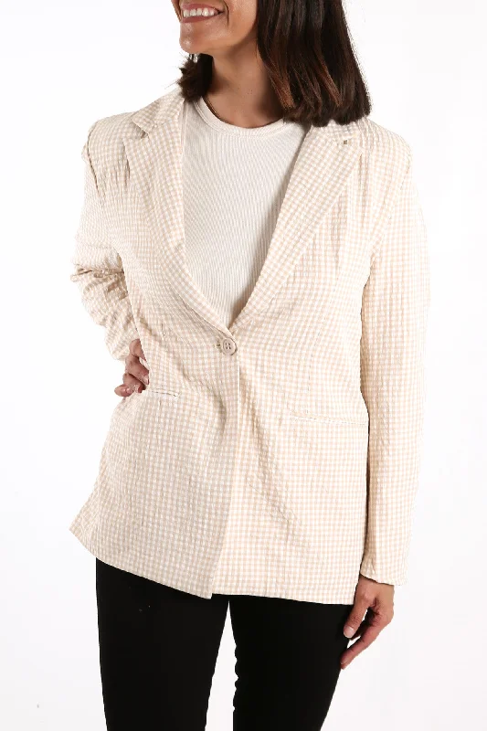 Oversized Women's Checkered Blazers in Black and White for a Trendy StyleGwyneth Blazer Tan