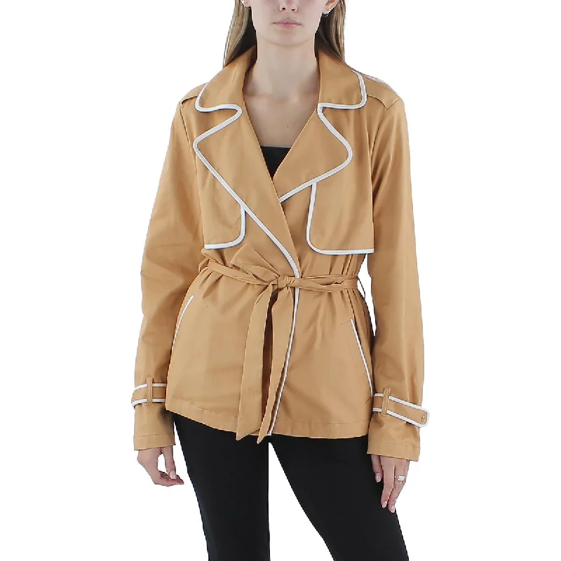 Women's Notched Lapel Blazers in Beige for a Timeless OutfitH Halston Womens Casual Belted Open-Front Blazer