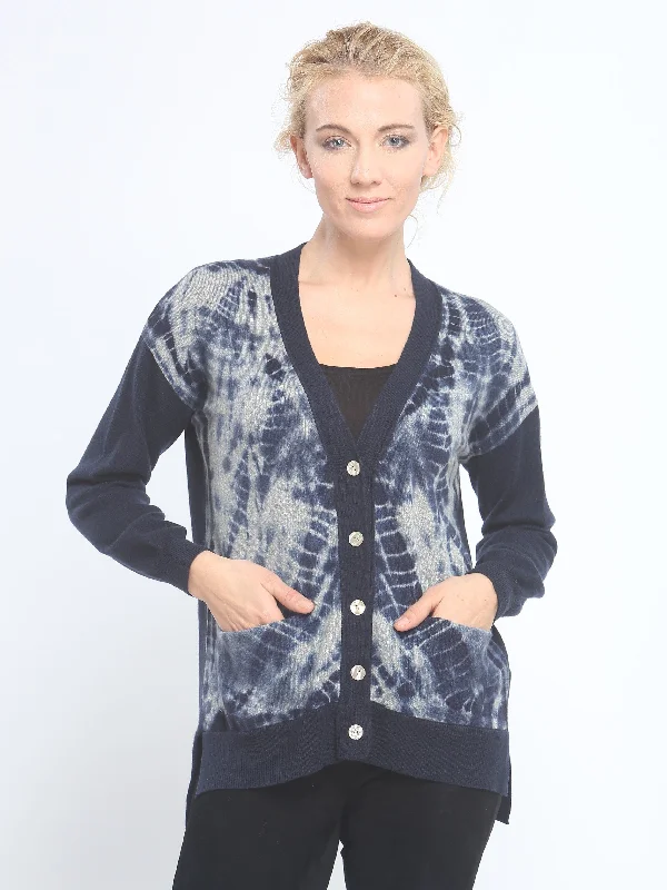 oversized women cardigan for a trendy and cozy lookHand Dye Block V Neck Cardigan