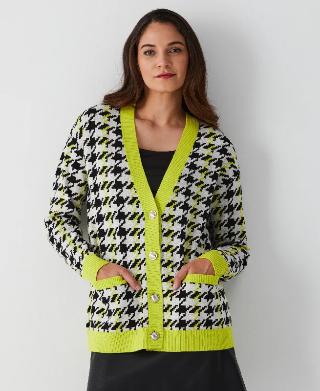 organic cotton women cardigan for an eco - friendly choiceHoundstooth Relaxed Cardigan