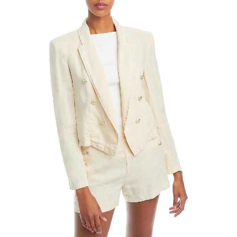 Women's Belted Blazers in Camel Color for a Sophisticated OutfitL'Agence Womens Wayne Crop Work Wear Double-Breasted Blazer