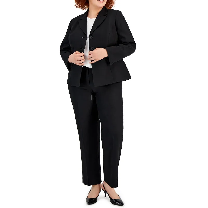 Plus Size Women's Faux Fur - Trimmed Blazers in Black for a Luxurious LookLe Suit Womens Plus Suit Separate Business Suit Jacket