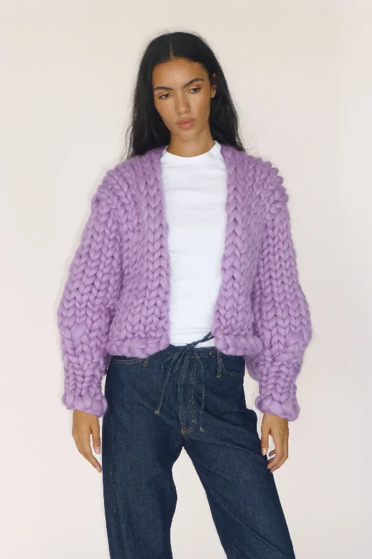 oversized women cardigan for a trendy and cozy lookLilac Colossal Knit Cardigan