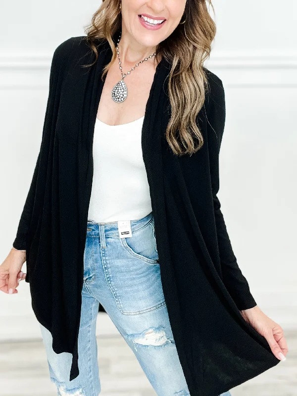 open front women cardigan for easy stylingLong Sleeve Open Front Solid Knit Cardigan