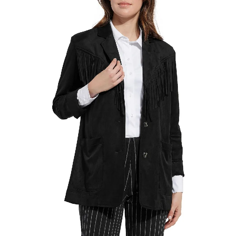 Plus Size Women's Military - Inspired Blazers with Gold Accents for a Bold LookLysse Womens Faux Suede Vegan Two-Button Blazer