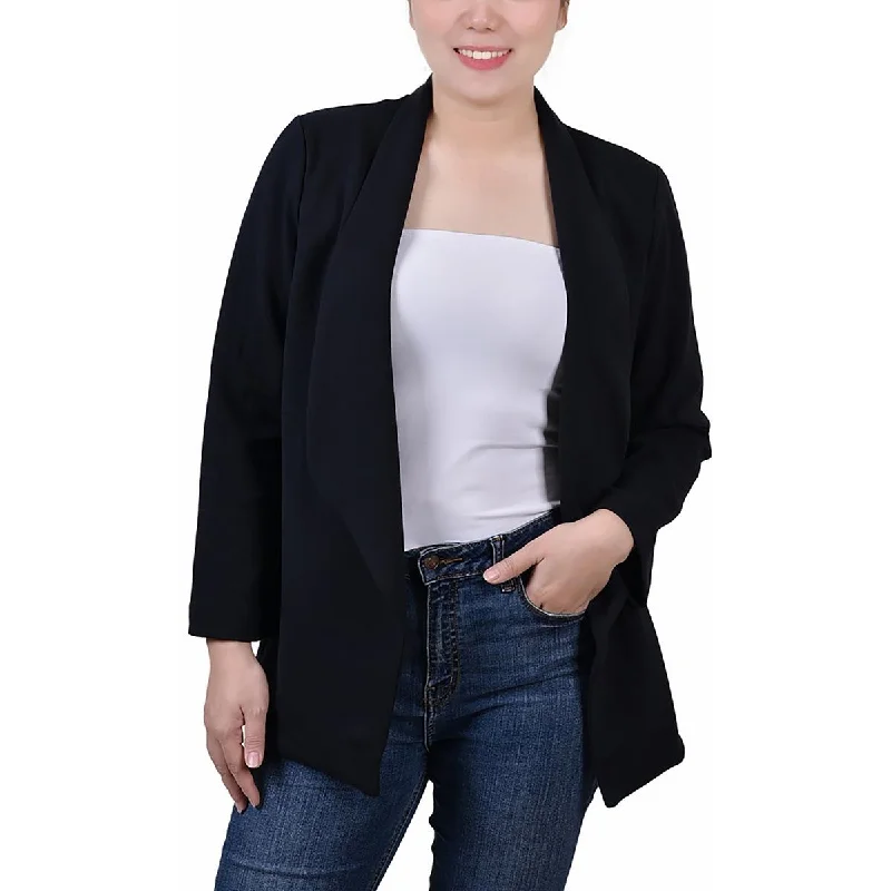 Women's Slim - Fit Blazers in Charcoal Gray for a Professional AppearanceNY Collection Womens Petites Drapey Business Open-Front Blazer