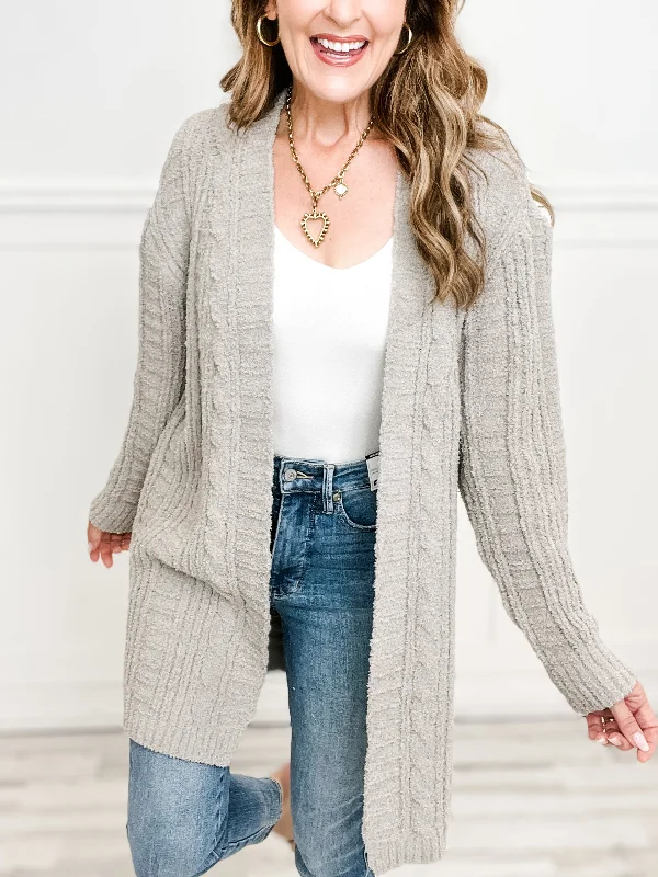 organic cotton women cardigan for an eco - friendly choiceSolid Color Twist Knit Luxury Soft Cardigan