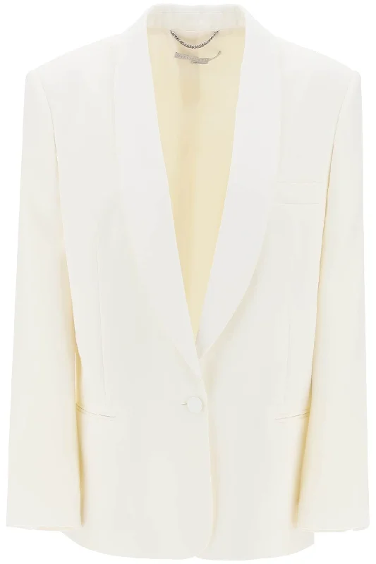 Double - Breasted Women's Leather Blazers in Taupe for an Edgy LookStella mccartney single-breasted tailored blazer with sh 650110 3DU655 CHALK