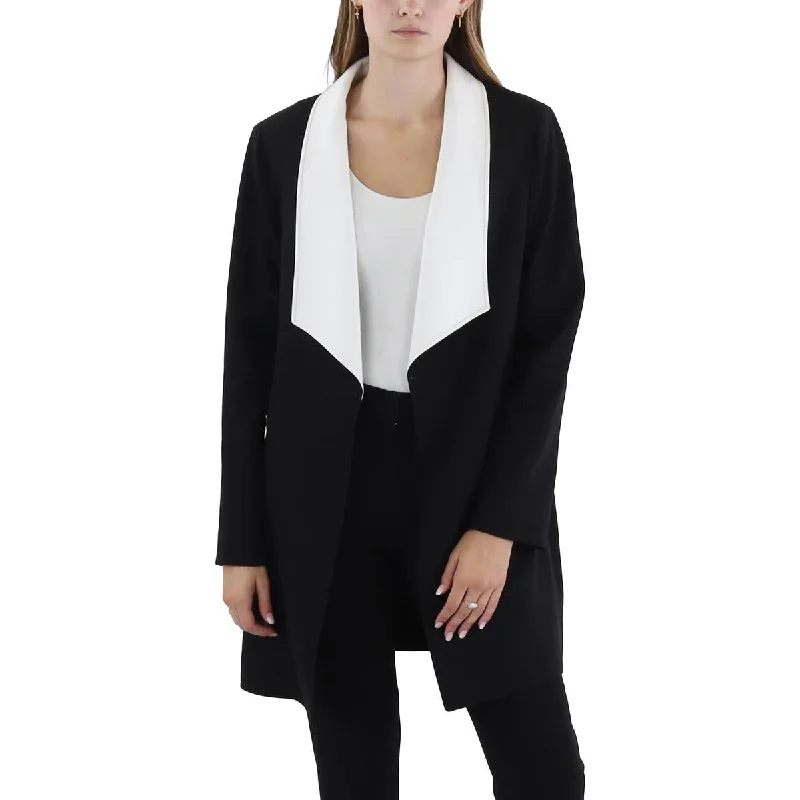 Women's Notched Lapel Blazers in Beige for a Timeless OutfitTahari ASL Womens Crepe Colorblock Open-Front Blazer