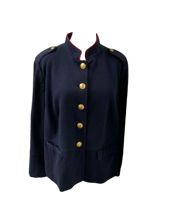 Plus Size Women's Embroidered Blazers in Floral Patterns for a Feminine TouchTalbot's Navy Knit Blazer 16WP