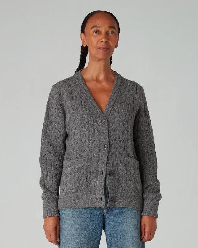 machine washable women cardigan for easy careThe CABLE CARDIGAN - Atlantic Grey