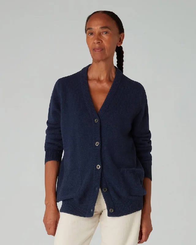 cropped women cardigan to pair with high - waisted jeansThe CARDIGAN / 2.0 - Navy Marl