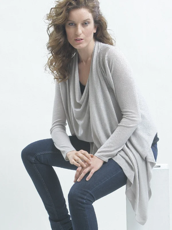 open front women cardigan for easy stylingTwo-Way Drape Front Wrap Cardigan in Fine Cashmere