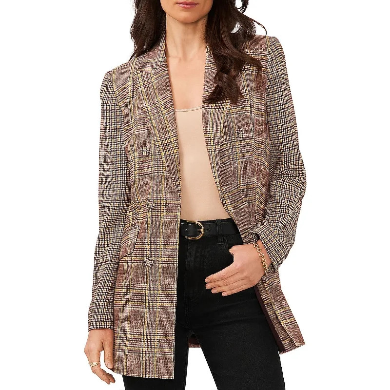 Single - Breasted Women's Tweed Blazers with Gold Buttons for a Classic LookVince Camuto Womens Plaid Office Double-Breasted Blazer