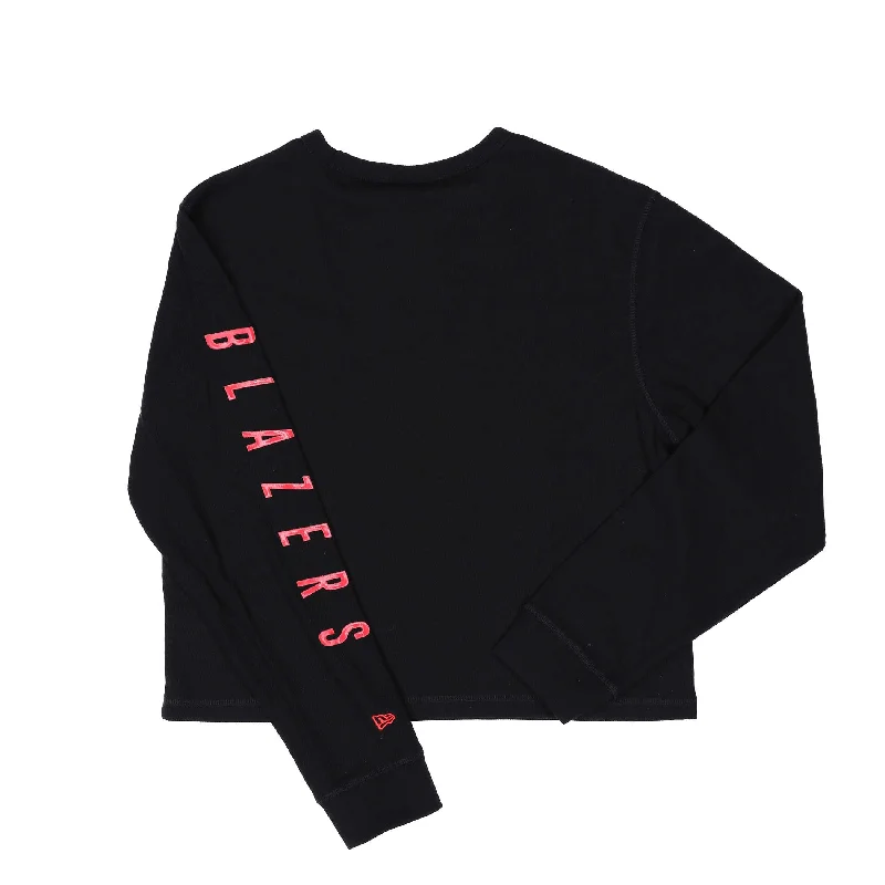 Women's Slim - Fit Blazers in Charcoal Gray for a Professional AppearancePortland Trail Blazers New Era Women's Waffle Knit Long Sleeve Crop Top