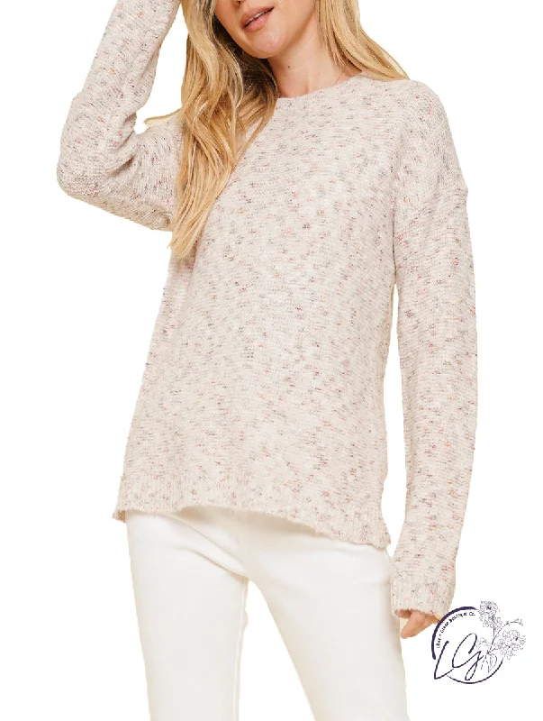 Women's Sheer Lace - Trimmed Sweater in Cream for a Delicate and Elegant AppearanceCamera Ready Cross Back Sweater