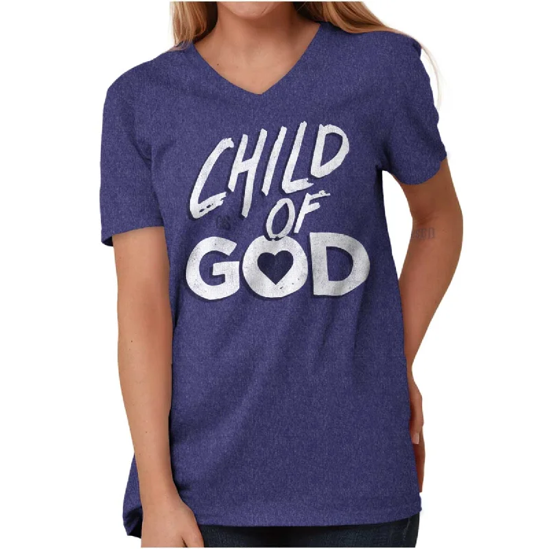 Floral Print Women T Shirt for a Feminine TouchChild Of God V-Neck T Shirt