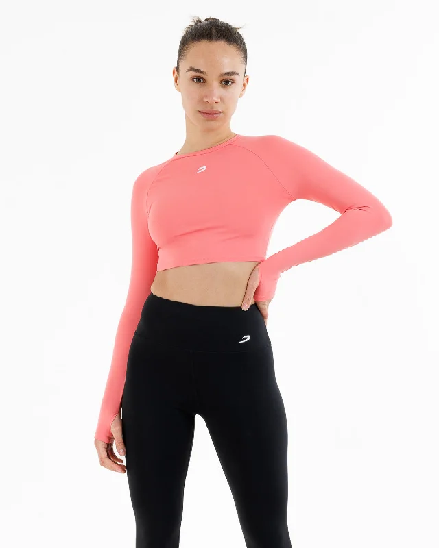 Muscle Women T Shirt for a Sporty and Casual LookTraining Long Sleeve Crop Top - Pink