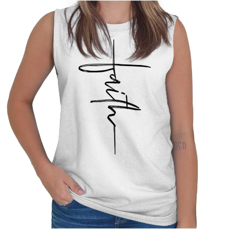 Sequined Women T Shirt for a Sparkly Night OutFaith Fashion Sleeveless T Shirt