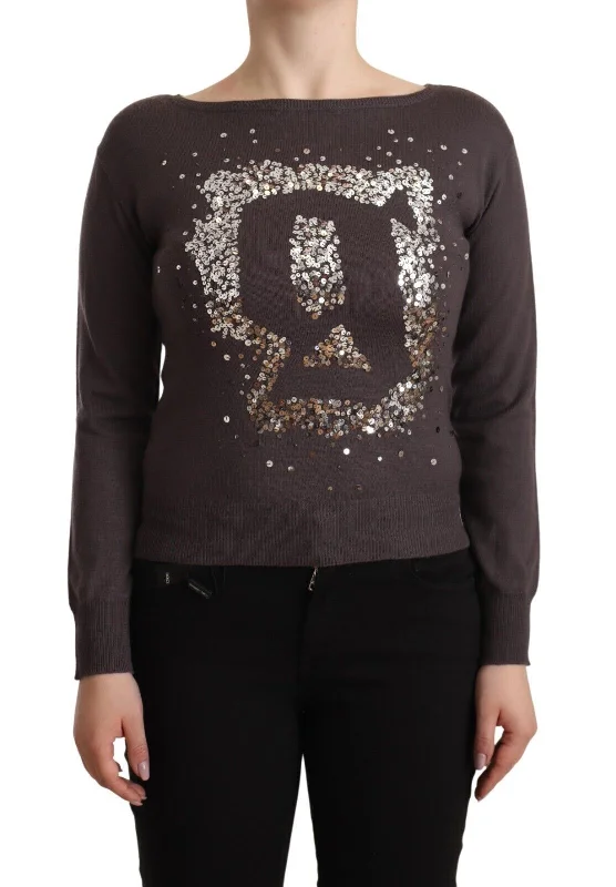 Longline Women's Mohair Sweater Dresses in a Loose FitJohn Galliano  Wool Sequined Long Sleeves Pullover Women's Sweater